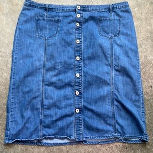 CJ Banks Full Button Denim Jean Skirt